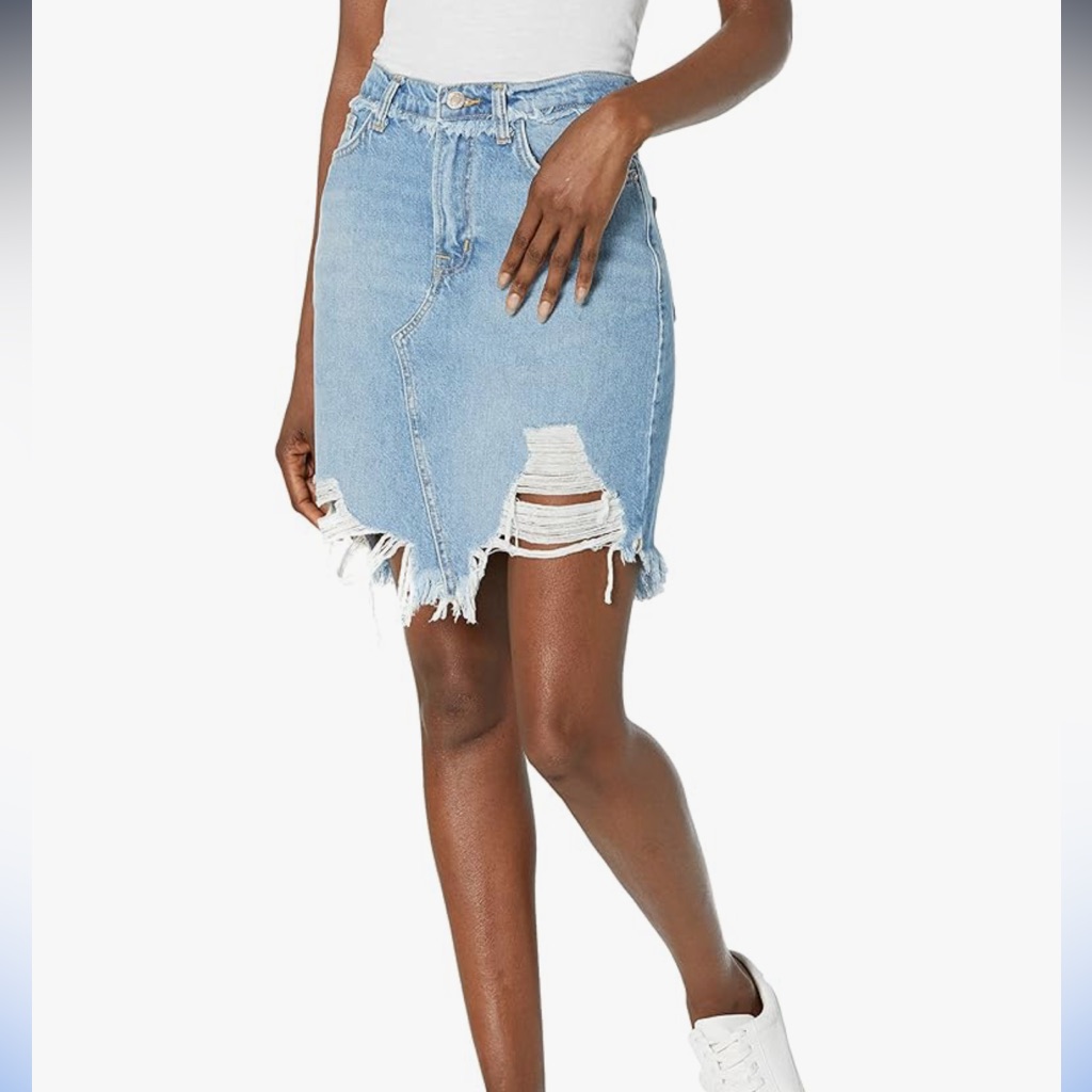 Current/Elliott Blue Pencil Skirt With Cut Out And Slit